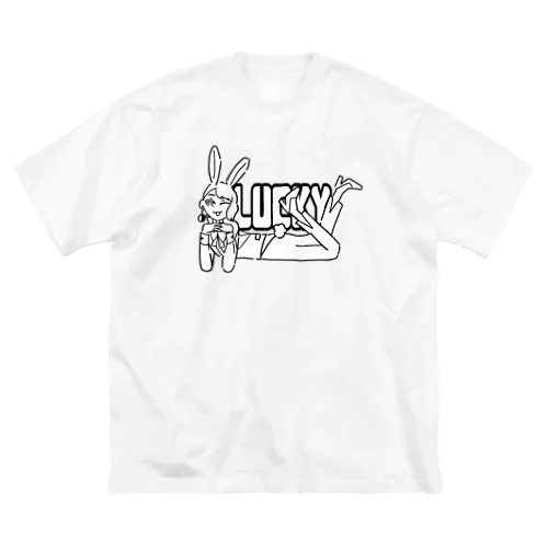 LUCKYバニー・モノクロ Big T-Shirt