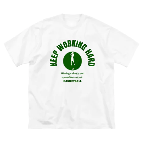 KEEP WORKING HARD カレッジロゴ緑系 Big T-Shirt