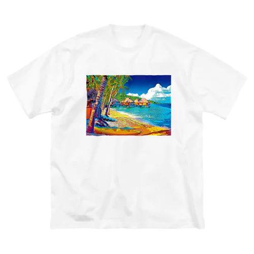 ボラボラ島の水上バンガロー ビッグシルエットTシャツ