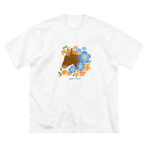 馬と花 ビッグシルエットTシャツ