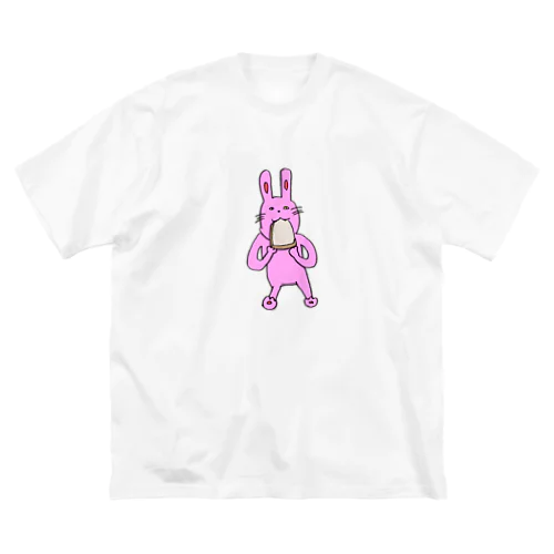 お絵描き「パンたべるウサギ」 ビッグシルエットTシャツ