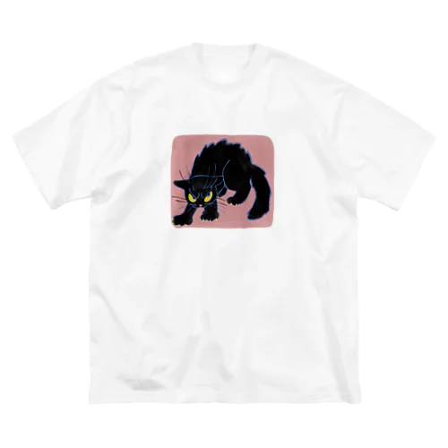 黒猫　憤怒 ビッグシルエットTシャツ