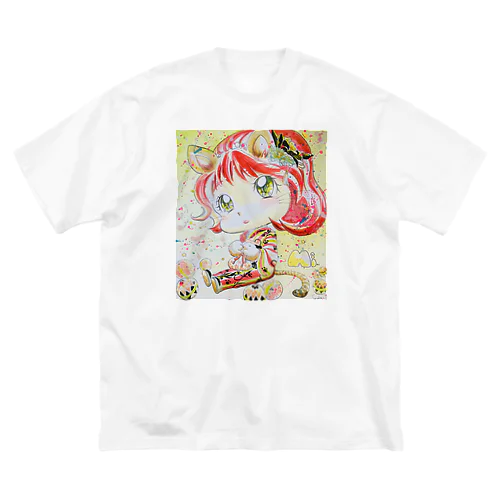 雅な猫　 ビッグシルエットTシャツ