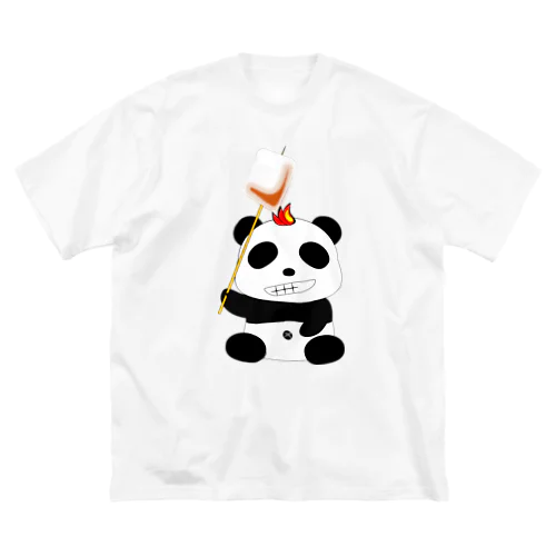 焚き火パンダ 루즈핏 티셔츠