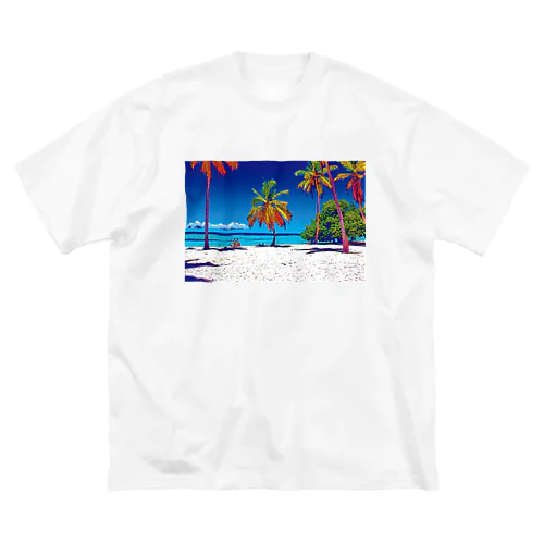 南の島の砂浜 ビッグシルエットTシャツ