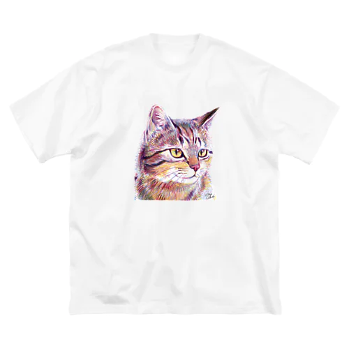 ３色の色鉛筆で描いた猫 ビッグシルエットTシャツ