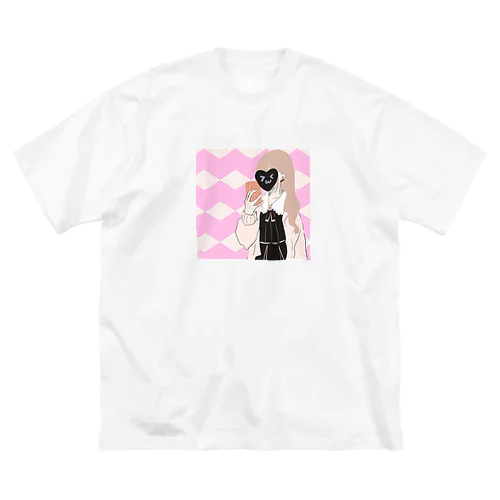 顔隠し自撮りちゃん ビッグシルエットTシャツ