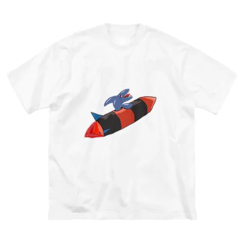 空飛ぶシャチ　オレンジ ビッグシルエットTシャツ