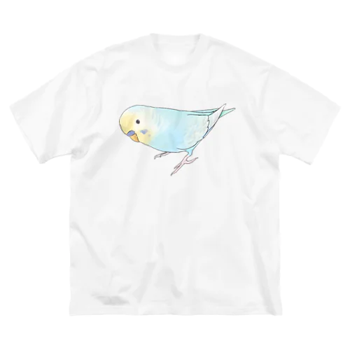 レインボーなセキセイインコちゃん【まめるりはことり】 ビッグシルエットTシャツ