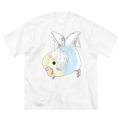 ご機嫌羽セキセイインコちゃん【まめるりはことり】 ビッグシルエットTシャツ