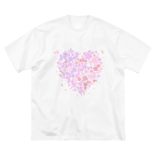 sakura big heart  ビッグシルエットTシャツ