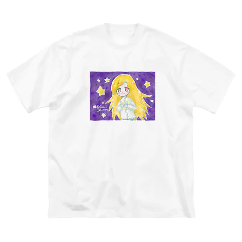 水色の星と少女 ビッグシルエットTシャツ