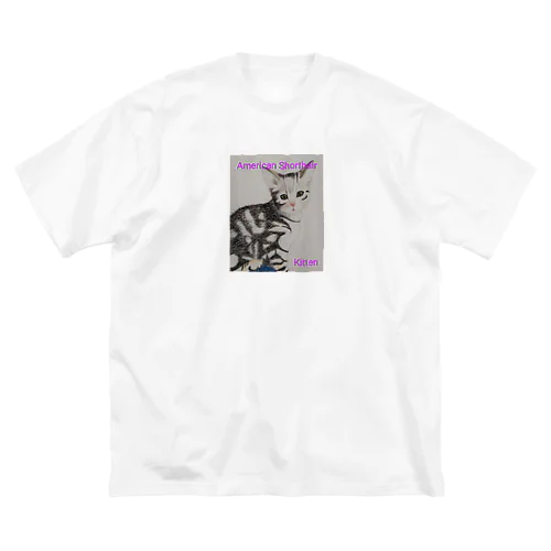 猫さんAmericanshorthair　縦 ビッグシルエットTシャツ