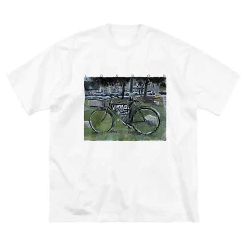 【水彩】自転車がある風景　ロンドンの街角 ビッグシルエットTシャツ