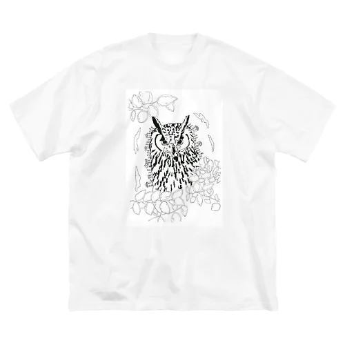 ミミズクと花の咲く街 ビッグシルエットTシャツ