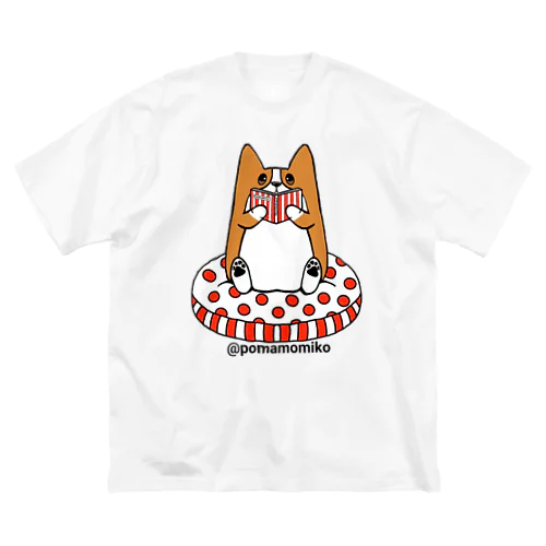 pomamomiko コーギー　Tシャツ WelshCorg Corgi 読書 Big T-Shirt