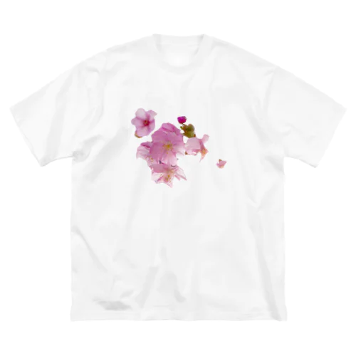 桜の花とピンクの麻 ビッグシルエットTシャツ