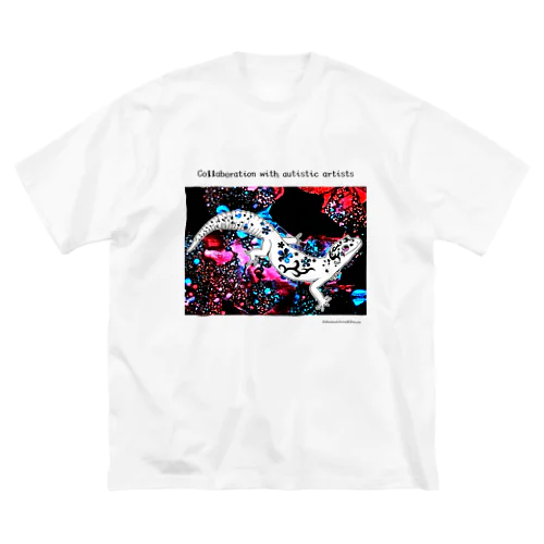 Collaboration with autism 桜トライバルレオパ ビッグシルエットTシャツ