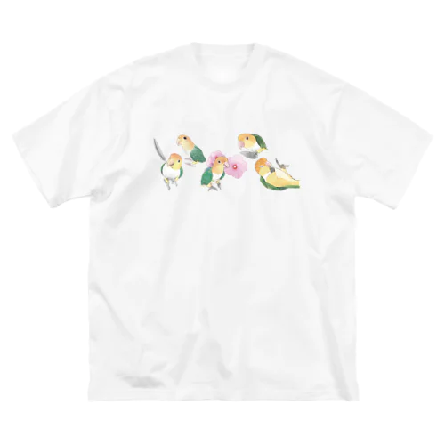 あつまれシロハラインコちゃん【まめるりはことり】 ビッグシルエットTシャツ