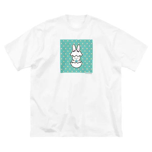 たまごドットからうさぎ誕生？うさぎビッグ青！！！ ビッグシルエットTシャツ