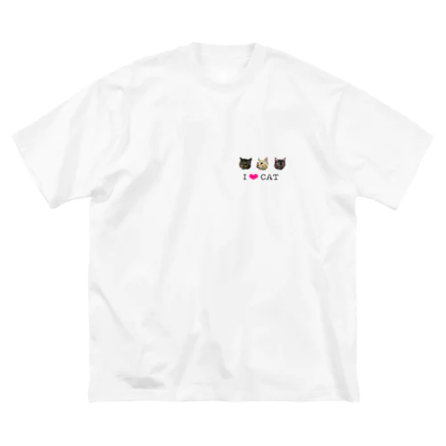 ヤワチロクルミ猫3匹 ビッグシルエットTシャツ