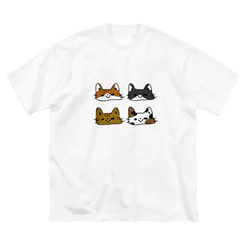 ねこねこ(ｼｶｸ) ビッグシルエットTシャツ