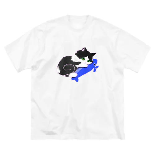 ねこのきょうちゃん（くじらを添えて） ビッグシルエットTシャツ