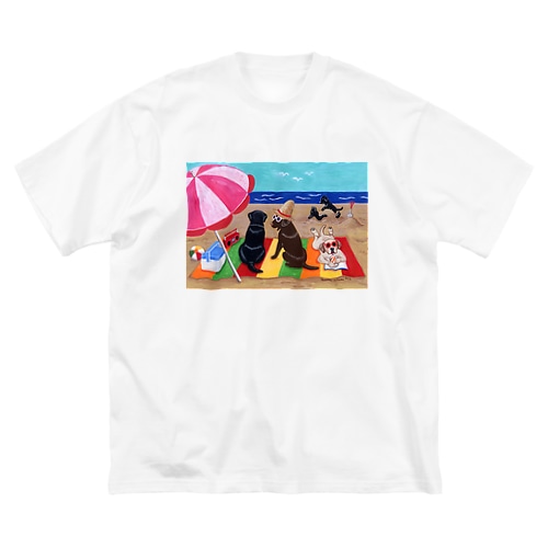 浜辺のラブラドール Big T-Shirt