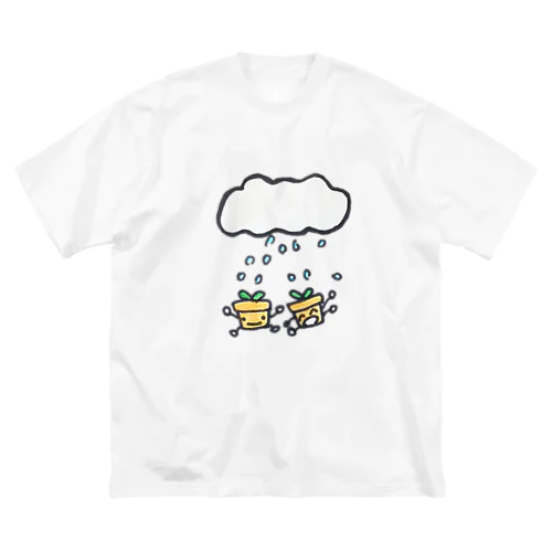 植木に雨を ビッグシルエットTシャツ