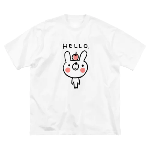 リンゴを頭にのせたウサギさん(黒) Big T-Shirt