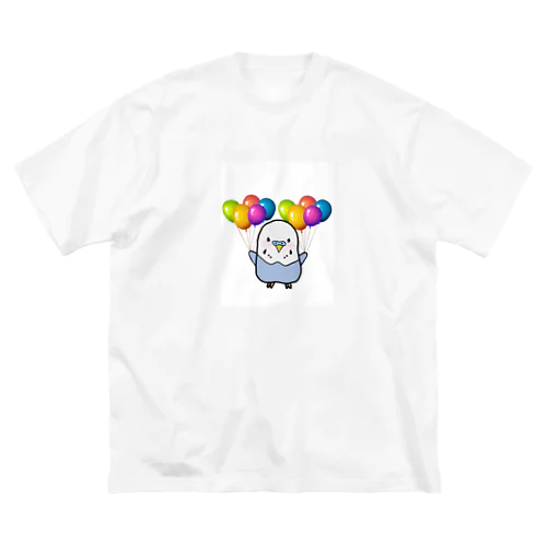 セキセイインコ青　ぴろちゃんグッズ ビッグシルエットTシャツ