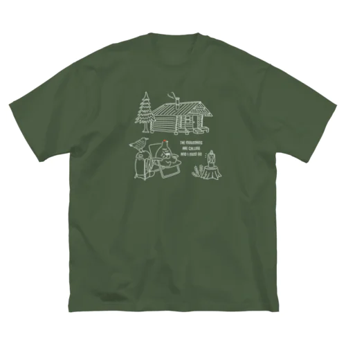 今夜は山小屋でのんびりしよう（濃い色専用） 루즈핏 티셔츠