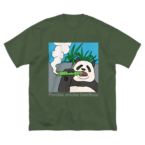 Pandas smoke bamboo ビッグシルエットTシャツ