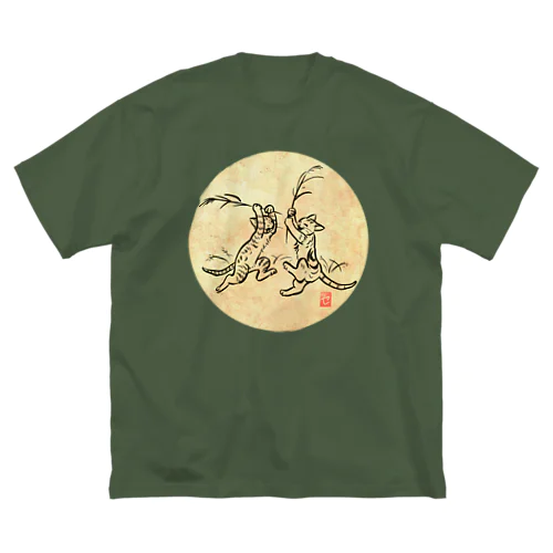 鳥獣戯画風濃虎＆薄虎 ビッグシルエットTシャツ