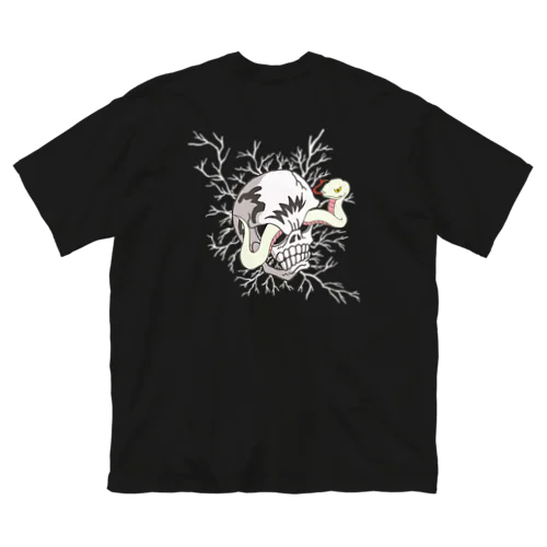 【両面プリント】骸骨と白蛇 2 ビッグシルエットTシャツ