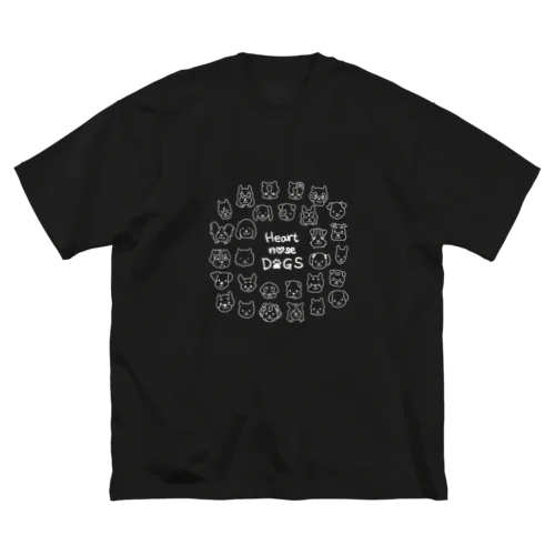 Heart nose DOGS（丸型白インク） Big T-Shirt