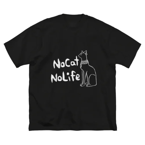 バステト　NoCat NoLife文字入り ビッグシルエットTシャツ