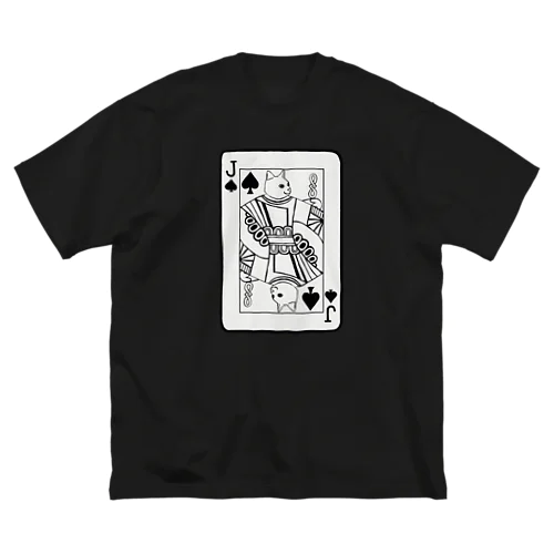 猫とトランプ　ジャック　モノクロ Big T-Shirt