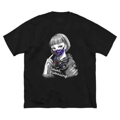 迷彩マスク  パープル　文字白 Big T-Shirt