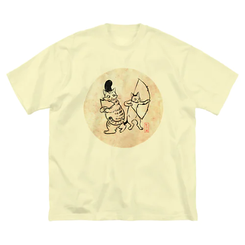 鳥獣戯画風もなか＆焼きのり ビッグシルエットTシャツ