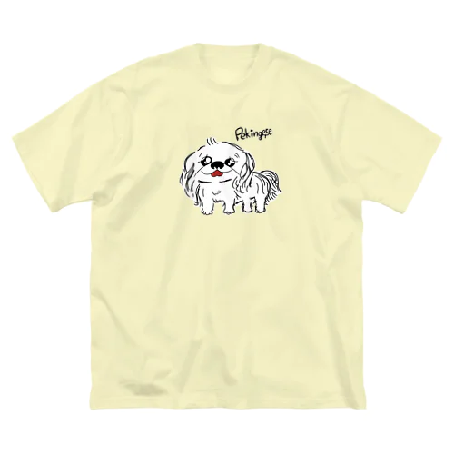 笑うペキニーズ(白) ビッグシルエットTシャツ