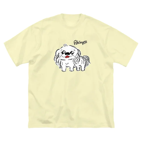 笑うペキニーズ(白) ビッグシルエットTシャツ