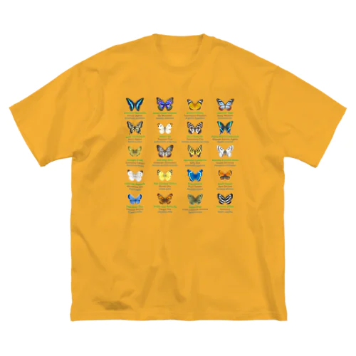 日本の蝶 Butterflies of Japan 1（本州、四国、九州  Honshu, Shikoku, Kyushu）★英名、和名、学名 [ライトカラー] Big T-Shirt