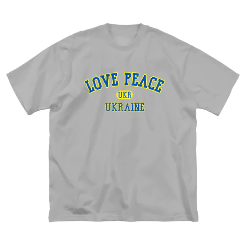 love Peace ウクライナ 青文字　カレッジロゴ風 ビッグシルエットTシャツ