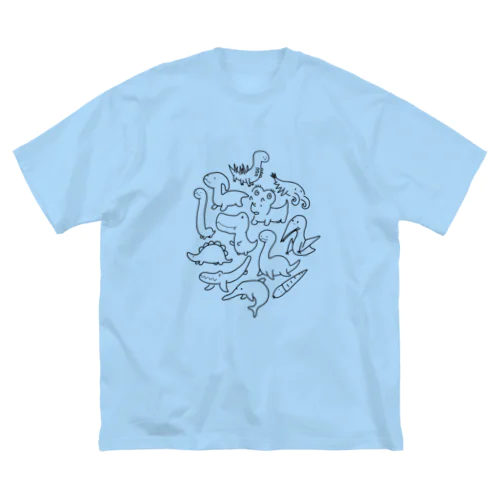 古代の生き物パラダイス（ブラック） ビッグシルエットTシャツ