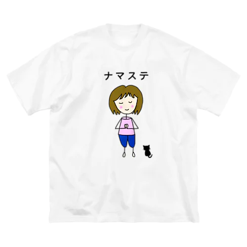 ヨガール黒ねこ(カラー) ビッグシルエットTシャツ