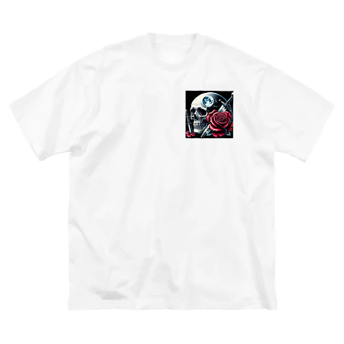 死神と薔薇（四角）AI生成 ビッグシルエットTシャツ