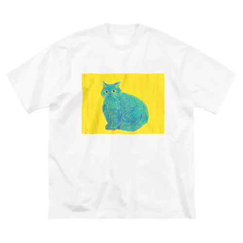 すわるねこ（青） Big T-Shirt