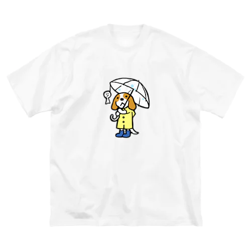 雨の日キャバリア（ブレンハイム） ビッグシルエットTシャツ