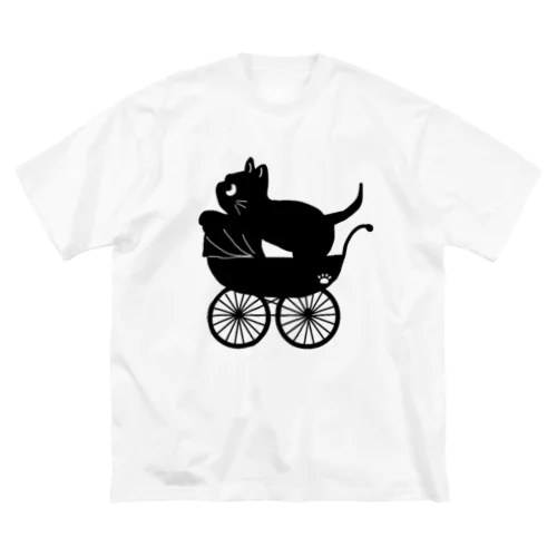 ベビーカーに乗った黒猫 ビッグシルエットTシャツ